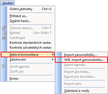 PAMICA: Tento povel otevře průvodce Import z XML souboru.