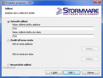 Nová síťová instalace programu TAX