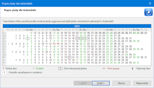 GLX: Šikovná funkce Kopie jízdy dle kalendáře vám výrazně zrychlí a usnadní práci při hromadném vytváření jízd