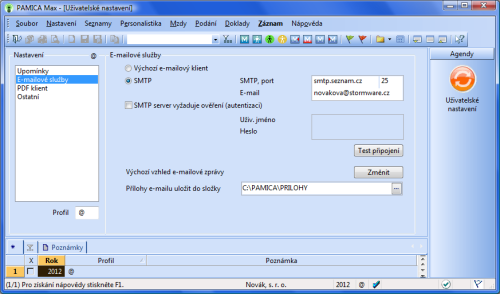 PAMICA: Na jednom místě si vyberete e-mailovou službu a nastavíte komunikaci, vzhled výchozí zprávy a ukládání příloh