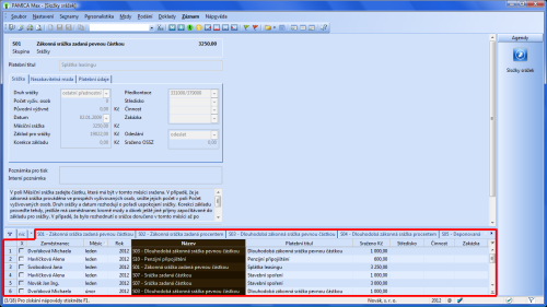 PAMICA: Srážky z mezd zadané ve mzdách za jednotlivé měsíce se zapisují do nové agendy. Pomocí dynamických záložek nad jednotlivými sloupci záznamů v této agendě můžete data různě vybírat a filtrovat, například si zobrazit jen srážky určitého druhu.