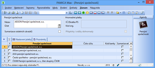 PAMICA: Penzijní fondy najdete teď v programu PAMICA pod názvem Penzijní společnosti.