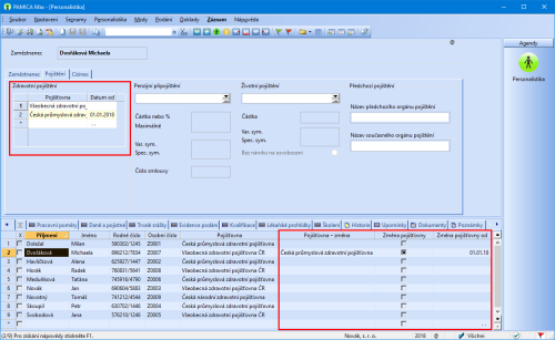 Díky novým sloupcům v agendě Personalistika si jednoduše vyhledáte zaměstnance, kteří mění zdravotní pojišťovnu