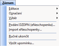 Díky povelu Ručně ukončit můžete ručně ukončit dosud neukončené eNeschopenky zaměstnanců