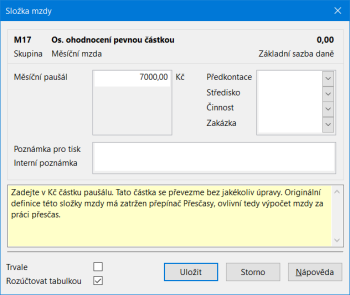 Výši osobního ohodnocení můžete vkládat jednotlivě každému zaměstnanci nebo hromadně