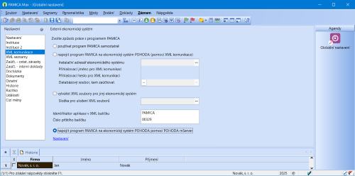 Volba napojit program PAMICA na ES POHODA pomocí POHODA mServer