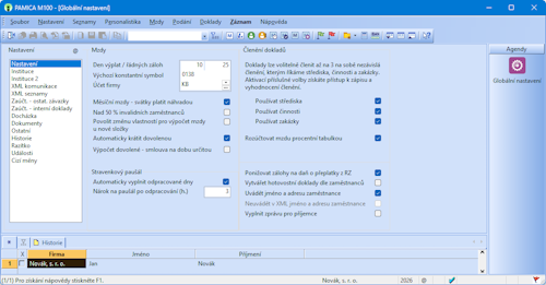Nastavení automatického vyplnění odpracovaných dnů pro stravenkový paušál