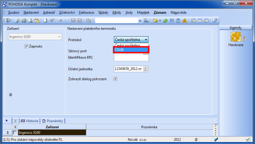 POHODA: Máte-li účet u ČSOB, můžete si značně zjednodušit likvidaci dokladů hrazených prostřednictvím platebního terminálu Bull Ingenico 5100. Prvním krokem při nastavování terminálu je výběr protokolu banky.
