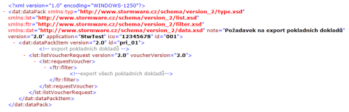 POHODA: Ukázka schématu pro XML export pokladních dokladů.