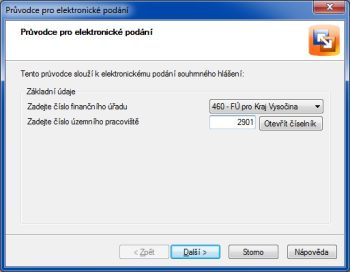 POHODA: Trojmístné číslo finančního úřadu poprvé vyberete při elektronickém podání.