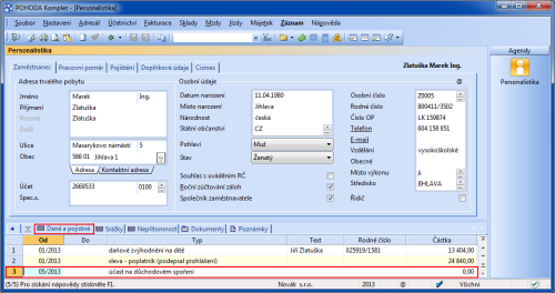 POHODA: Pokud některý zaměstnanec vstoupí do druhého pilíře důchodového systému, je třeba zohlednit tuto skutečnost na záložce Daně a pojistné v agendě Personalistika.