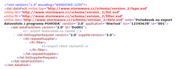 POHODA: Vzorové schéma ukazuje příklad exportu obsahu záložky Dodavatelé v agendě Zásoby.