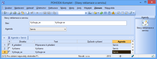 Vytvářejte v programu POHODA vlastní stavy servisu.