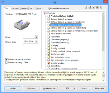 POHODA 10700: V agendách Prodejky a Kasa je nově možný i grafický tisk prodejek. Tuto novou tiskovou sestavu můžete odesílat i do paragonových termo tiskáren.