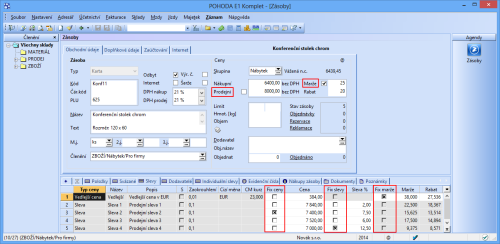 POHODA 10700: Nová funkce pro fixaci cen vám zajistí , že se u prodejních cen částka, marže nebo procento slevy nebude měnit. Až se příště změní nákupní cena, na zafixovanou hodnotu to nebude mít vliv.