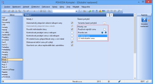 Sami si určíte, zda má POHODA při výdeji zásob prioritně používat akční, individuální, nebo nejnižší cenu.