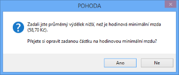 POHODA vám odteď pohlídá minimální výši průměrného výdělku podle platné legislativy.