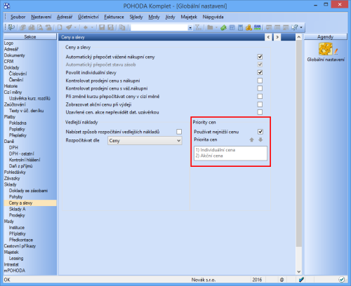 Upravili jsme funkčnost porovnávání priority cenové akce a cenové hladiny na dokladu při prodeji zásoby.