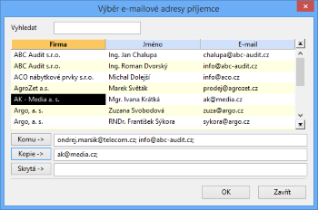 Výběr adres příjemců e-mailu poslaného přes SMTP klienta je díky novým povelům mnohem jednodušší.