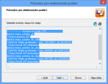 Při elektronickém podání výkazu POHODA zkontroluje odesílaná data na portále EPO. 