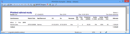 Na tiskové sestavě Přehled náhrady mzdy najdete nový sloupec – Navazuje.