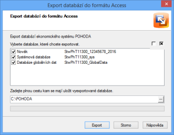 Do průvodce Export databází do formátu Access jsme nově zařadili také databázi GlobalData.