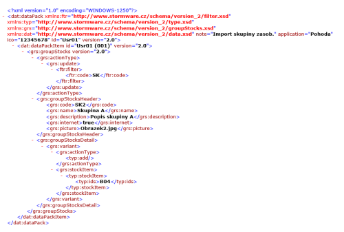 O aktualizační import jsme rozšířili XML komunikaci agendy Skupiny zásob.