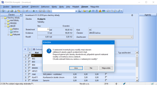 Nyní máte možnost zkontrolovat si stav evidenčních čísel se stavem zásob.