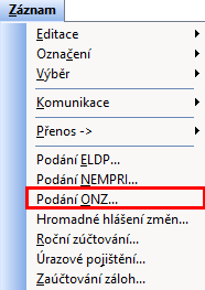 Povelem Podání ONZ… vyvoláte Průvodce pro vytvoření oznámení.