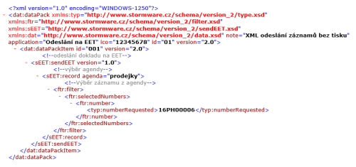 Pro odeslání dokladu na EET si nově vytvoříte XML požadavek.