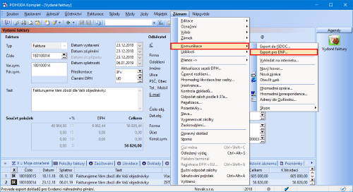 Povel Export pro ENP… vyvolá Průvodce exportem pro Evidenci náhradního plnění