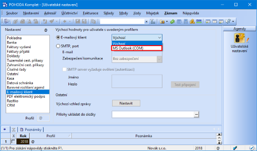 Již od release 11702 si můžete nastavit výchozího e-mailového klienta Microsoft Outlook