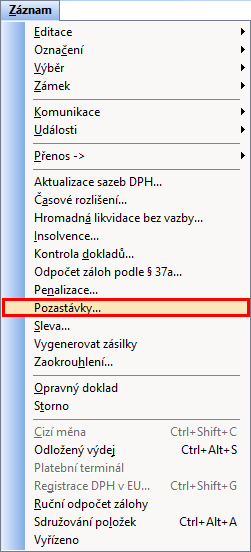 Praktická funkce Pozastávky vám umožní v rámci jedné faktury evidovat platby s různou dobou splatnosti