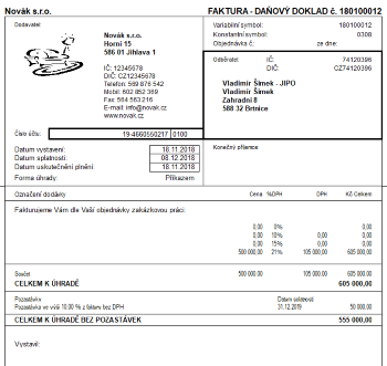 Pozastávka u faktury zákonitě ovlivní i podobu tiskové sestavy