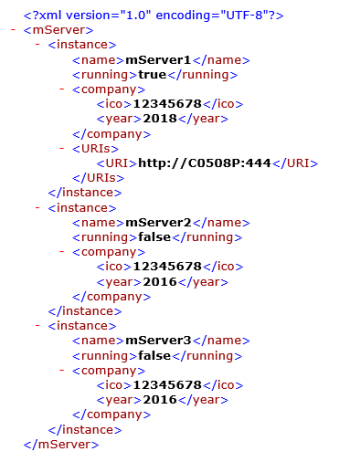 Konfigurace mServeru si můžete vypsat přímo do XML souboru