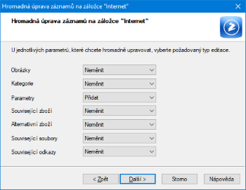 Provádění hromadných úprav záznamů na záložce Internet jde v lednové verzi mnohem rychleji