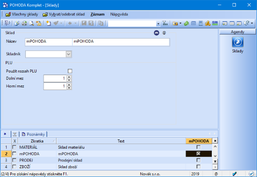 Při synchronizaci zásob programu POHODA s aplikací mPOHODA nově můžete označit rovnou celý sklad