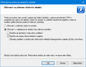 Na jednom místě si jednoduše nastavíte vše potřebné k účtování na přelomu účetních období