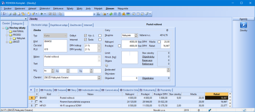 V agendě Zásoby si můžete přidat nově i sloupec Rabat