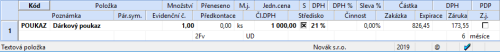 Nově se při přenosech textových položek použijí i další údaje zadané v agendě Zásoby, a to pole Náklad, Výnos, Členění DPH, Záruka a pole s údaji pro Intrastat