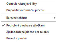 Údaje na informační ploše zaktualizujete pomocí povelu Přepočítat informační plochu