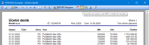 V programu POHODA můžete odeslat dokument v PDF e-mailem přímo z náhledu