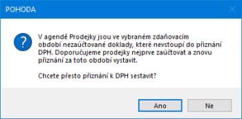 POHODA vás nově upozorní na nezaúčtované doklady v agendě Prodejky