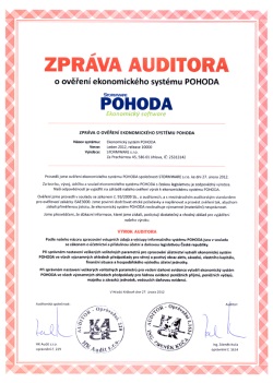 Zpráva auditora o ověření ekonomického systému POHODA