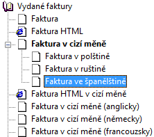 REPORT Designer: Nabídka tiskových sestav s vytvořenými jazykovými mutacemi faktury