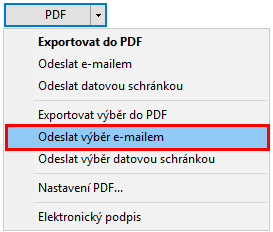 Odeslání PDF dokumentů z programu TAX provedete pomocí nového povelu
