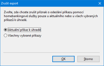 Nově můžete v programu TAX zrušit export u více příkazů k úhradě najednou