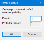 V dialogovém okně Pořadí položek si nastavíte pořadí záznamu