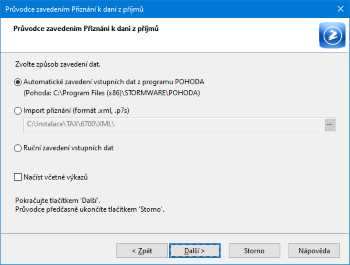 Chcete načíst data z účetního programu POHODA? Zaškrtněte v průvodci první volbu