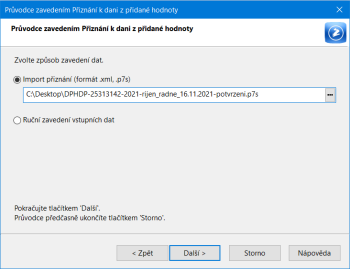 Na druhé straně průvodce nově zvolíte způsob zavedení dat